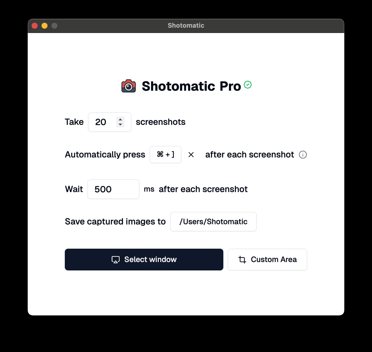 Shotomatic 在 Mac 上设置自动截图次数、间隔和截图范围