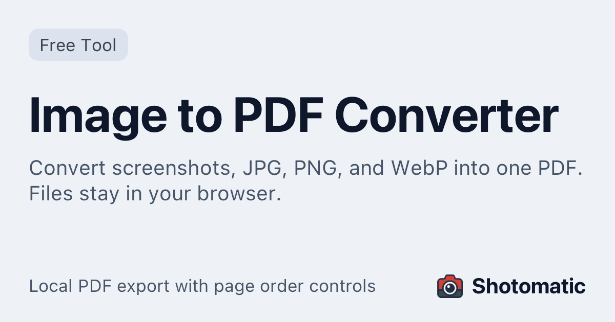 Shotomatic Image to PDF Converter with page order and PDF settings