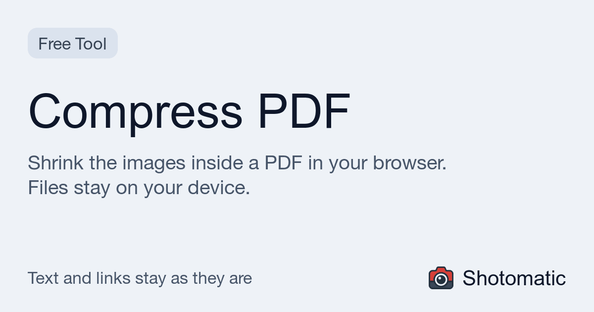 Shotomatic Compress PDF showing the original and compressed file sizes