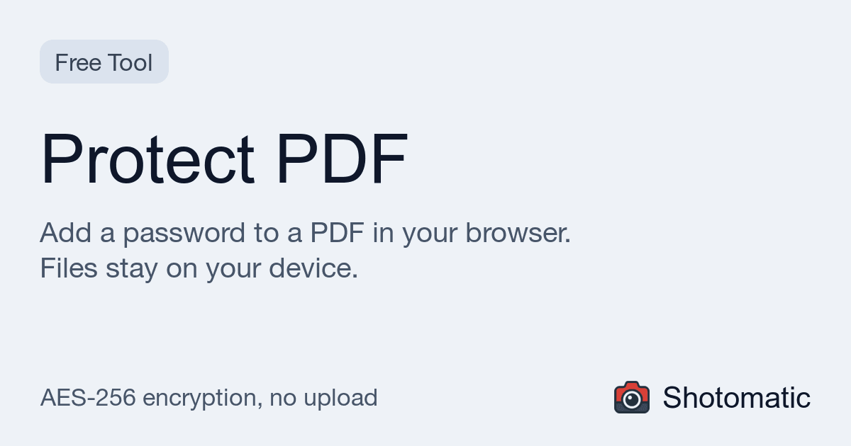 Shotomatic Protect PDF adding a password to a PDF
