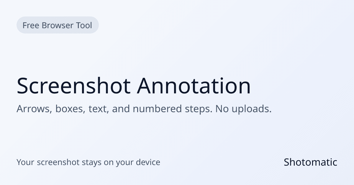 Shotomatic Screenshot Annotation Tool marking up a screenshot with arrows and numbered steps