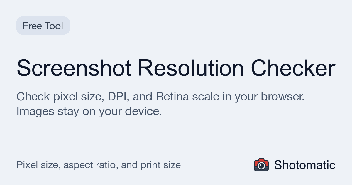 Lo strumento di Shotomatic per controllare la risoluzione degli screenshot mentre mostra dimensioni in pixel e fattore Retina